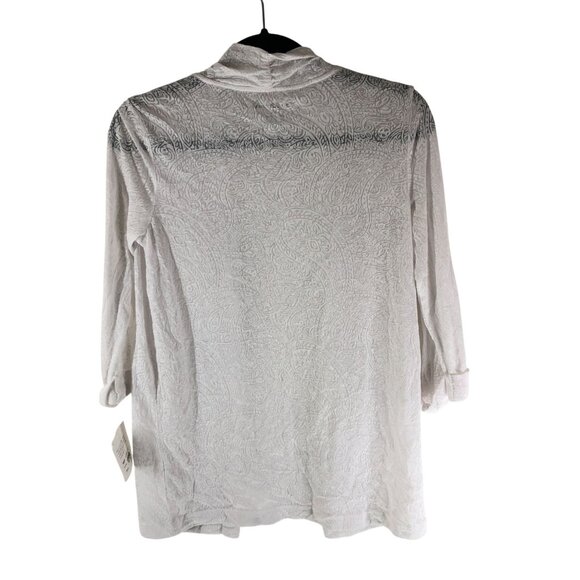 Croft & Barrow White Paisley Sheer Open Front Duster Cardigan XS - Picture 2 of 4